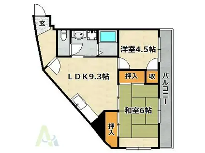 マンション正和(2LDK/3階)の間取り写真