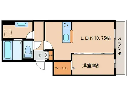 ココドミール(1LDK/1階)の間取り写真
