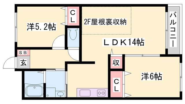 プレイン八代(2LDK/1階)の間取り写真