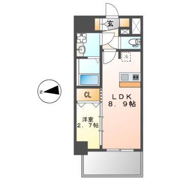 エスリード ザ・レガリア新栄PREMIER(1LDK/4階)の間取り写真