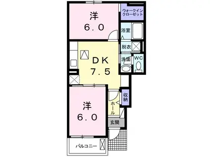 エクセレント・ティアラ(2DK/1階)の間取り写真