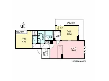 シャーメゾン平成東(2LDK/3階)の間取り写真