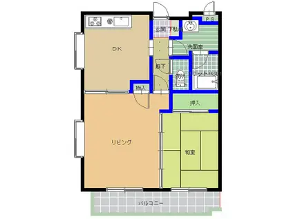 トワメゾン水戸C棟(2K/4階)の間取り写真
