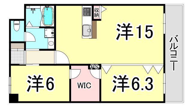 シティハイツ武庫之荘(2LDK/1階)の間取り写真