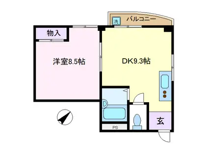 アーデル(1DK/3階)の間取り写真