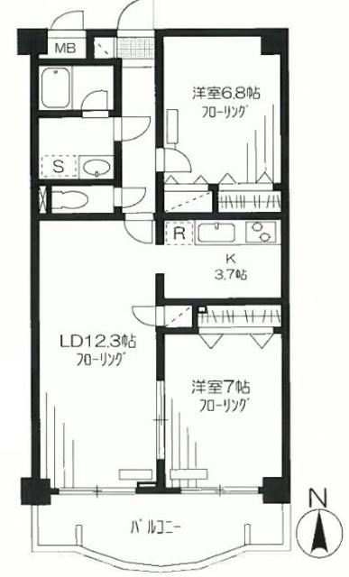 ミレニアム中野(2LDK/5階)の間取り写真
