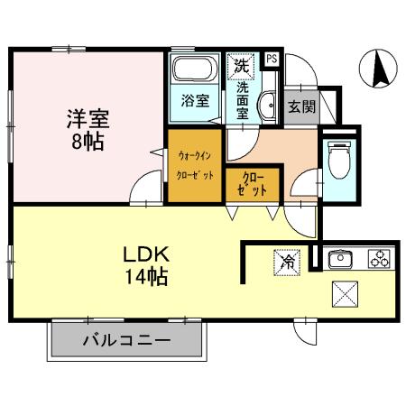 セジュールラック 南館(1LDK/1階)の間取り写真