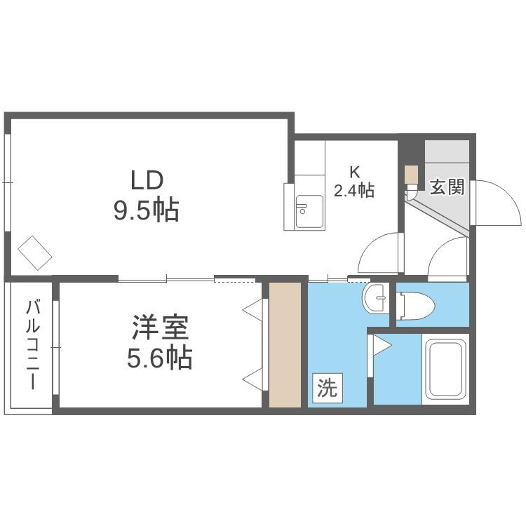 グランスター9(1LDK/4階)の間取り写真