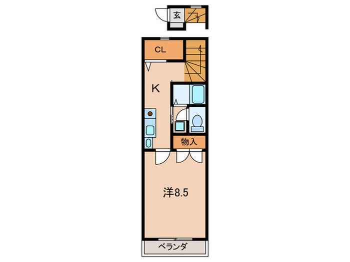 ドミール市木(1K/2階)の間取り写真