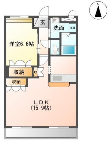 マーヴェラス・N(1LDK/1階)の間取り写真