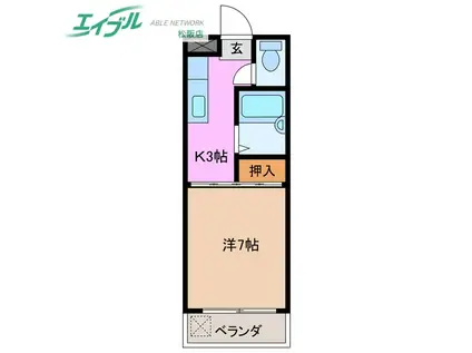 マイハウスあつみ(1K/2階)の間取り写真