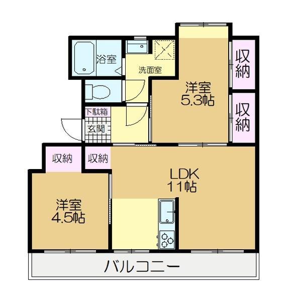 ドリーム佐倉Ⅰ(2LDK/1階)の間取り写真