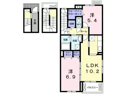 エレガンテI(2LDK/3階)の間取り写真