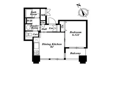 LASANTE池田山(1DK/5階)の間取り写真