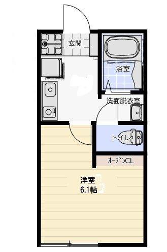 きっか中島(1K/2階)の間取り写真
