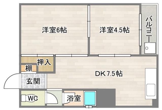 竹田マンション(2DK/4階)の間取り写真