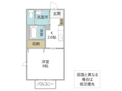 アンズコートB(1K/1階)の間取り写真