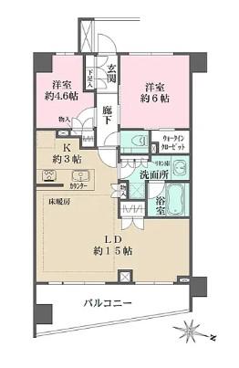 パークナード目黒(3LDK/5階)の間取り写真