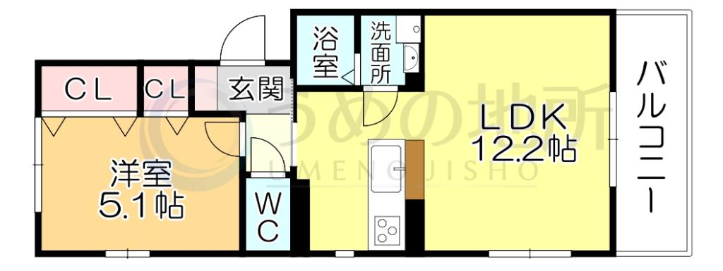 ブレイティア(1LDK/1階)の間取り写真
