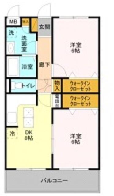グレースコート法典(2DK/1階)の間取り写真