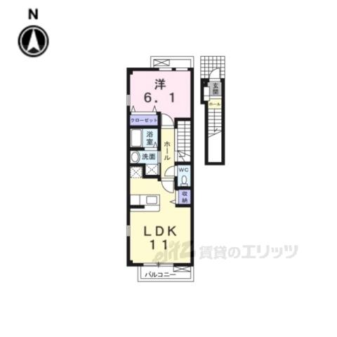 アウローラ松風(1LDK/2階)の間取り写真