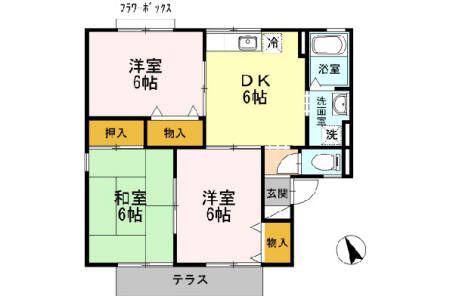 クレールカルチェIIB(3DK/1階)の間取り写真