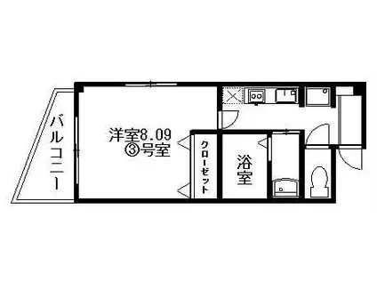 木村マンション(1K/3階)の間取り写真