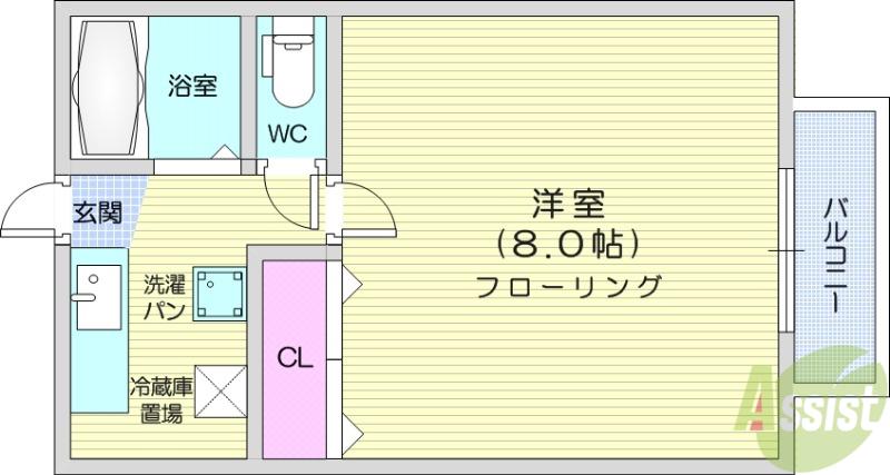 パストラル八乙女中央(1K/2階)の間取り写真