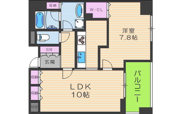 アーデンタワー福島ウエスト(1LDK/3階)の間取り写真