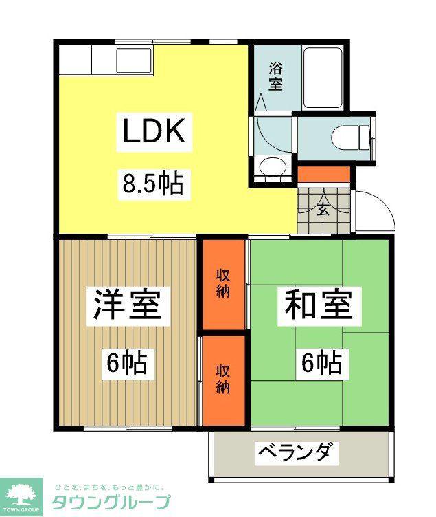 コーポリバティ(2LDK/2階)の間取り写真