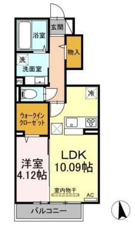 ガーデンリーフ平和台(1LDK/1階)の間取り写真
