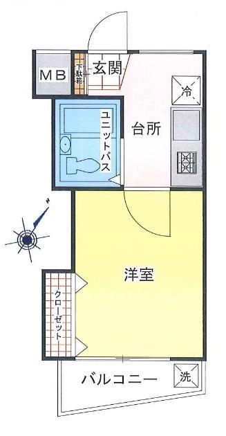 ロマネスク六甲(1K/4階)の間取り写真