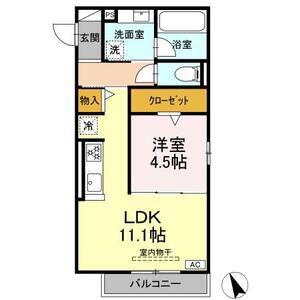 ワイズヴィラ岐南ウエスト(1LDK/2階)の間取り写真