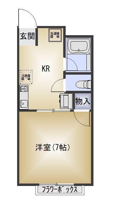 キャッスル恒星 II(1K/1階)の間取り写真