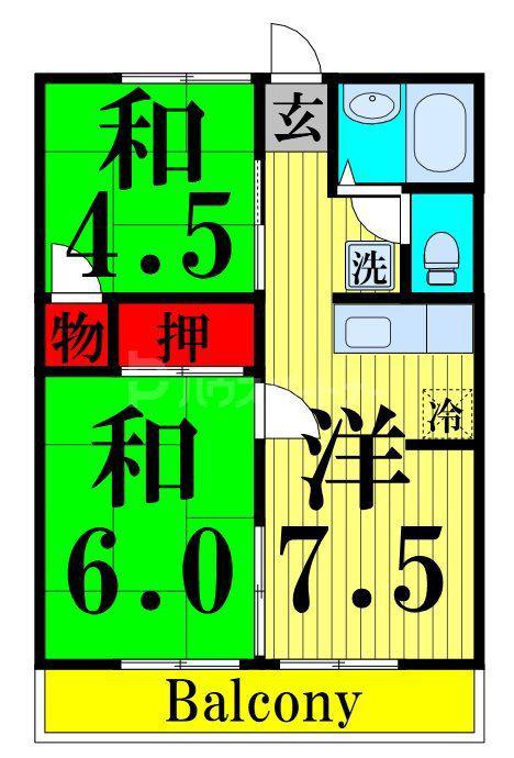鈴木園ハイツ(2DK/1階)の間取り写真