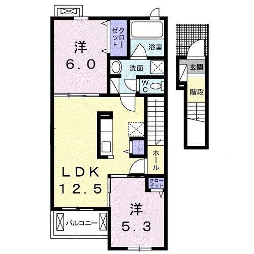 ゼストII(2LDK/2階)の間取り写真