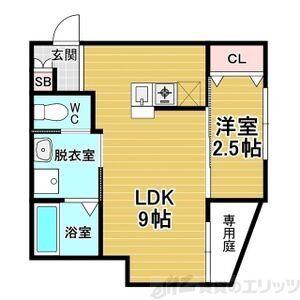 リアコート関大前II(1LDK/1階)の間取り写真