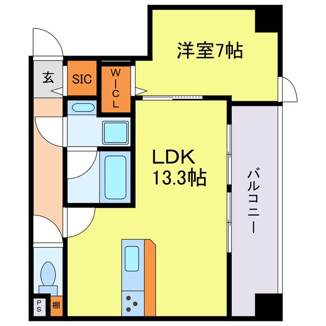 ル・モベイ天神橋(1LDK/3階)の間取り写真