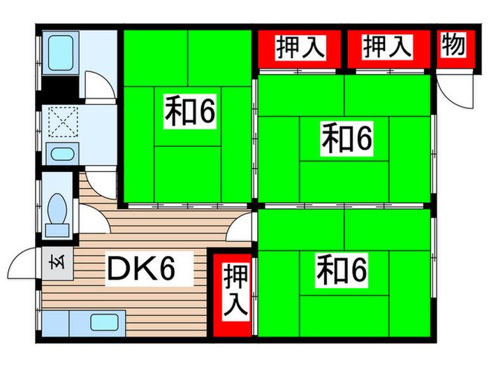 第一渡辺コーポ(3DK/1階)の間取り写真