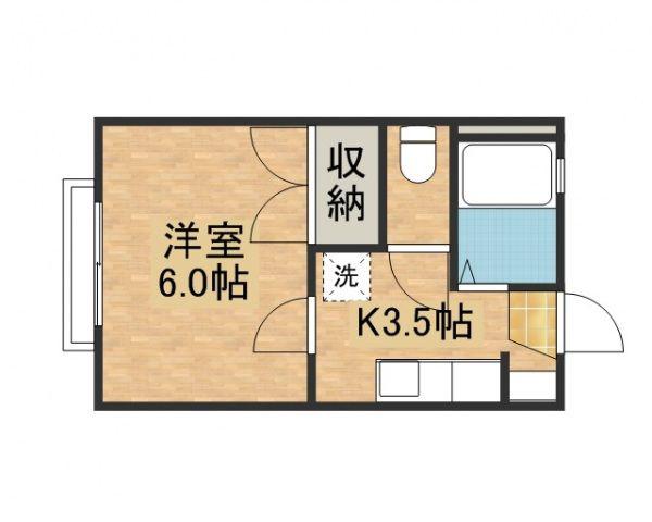 サンハイツ藤得(1K/1階)の間取り写真