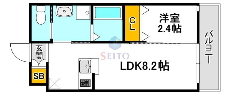 リアコート関大前II(1LDK/3階)の間取り写真