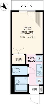 ロークレール(1K/1階)の間取り写真