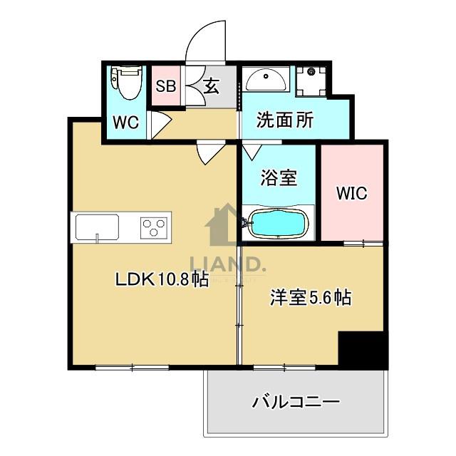 CREST西新(1LDK/6階)の間取り写真