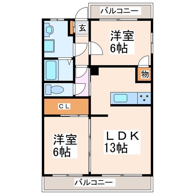 マルカハイツB・C(2LDK/3階)の間取り写真