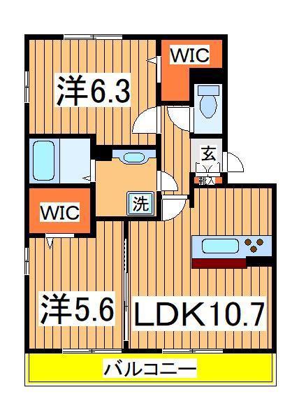 シャルムHAⅡ(2LDK/2階)の間取り写真