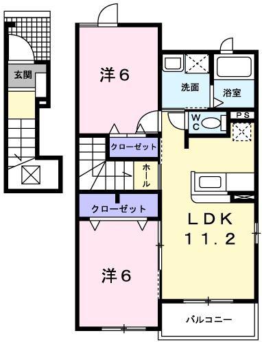 ベル・フィオーレ I(2LDK/2階)の間取り写真