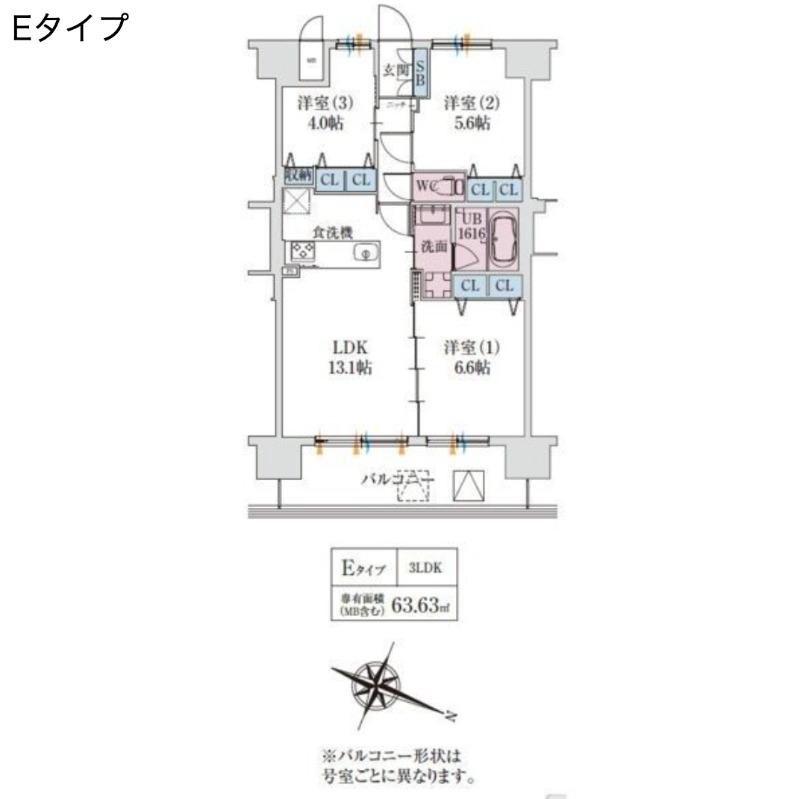 スプランディッド梅田グランノース(3LDK/2階)の間取り写真