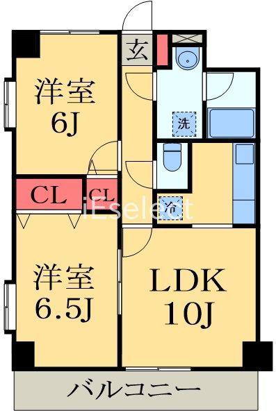 グレイスフルツツイ(2LDK/3階)の間取り写真