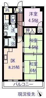 プレジデント沖野上(3DK/10階)の間取り写真