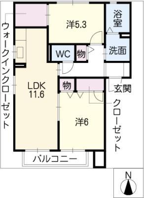インフィニIII(2LDK/2階)の間取り写真